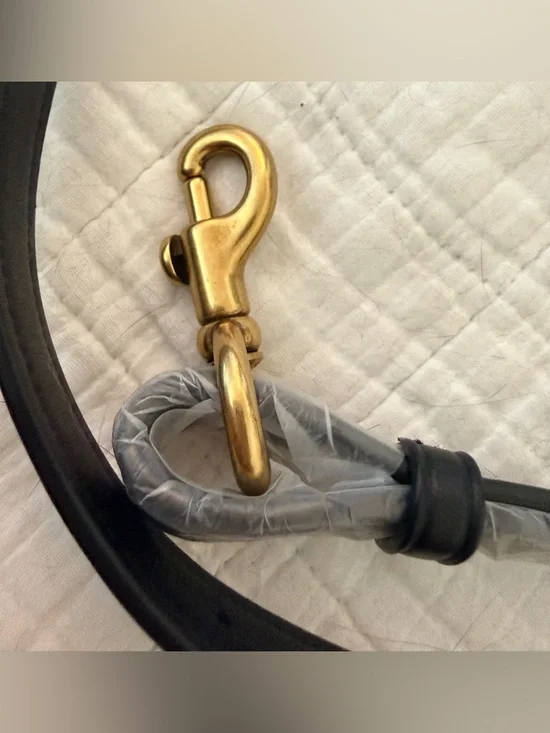 Coach Black Leather Strap 42” Adjustable Brass Hardware Crossbody Shoulder - Picture 2 of 7